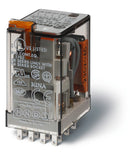 Finder 55.34.8.024.0050 Ind. Plug-In Relay, 4PDT 7A, 24V AC coil, AgNi contact, lockable test button & LED