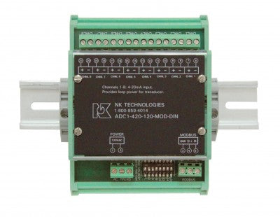 NK Tech ADC3-005-120-MOD-DIN Eight 0-5VDC External-Powered Inputs