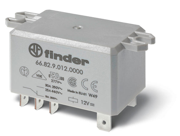 Finder 66.82.9.024.4300 Power Relay, DPST-NO 30A , 24V DC coil, AgSnO2 contact, top flange mount -250 quick connect