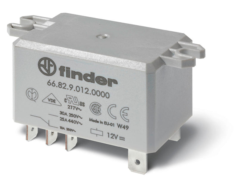 Finder 66.82.9.024.4300 Power Relay, DPST-NO 30A , 24V DC coil, AgSnO2 contact, top flange mount -250 quick connect (Copy)