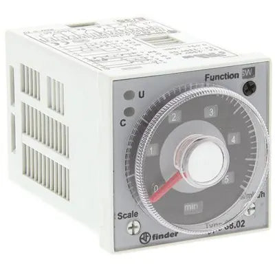 Finder 88.02.0.230.0002 Plug-In Multi-Voltage/Function Timer, DPDT 8A, 24V-230V AC/DC coil, 0.05s to 100h