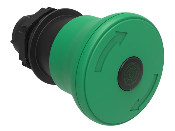 Lovato LPCBL6643 ILLUM. MUSHROOM PLASTIC LATCH, TWIST TO RELEASE 40mm GREEN