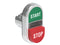 Lovato LPSBL7233 ILLUM. DBLE P.B. 1 FLUSH & 1 EXT. METAL MOMENT. W/'START/STOP' GREEN/RED