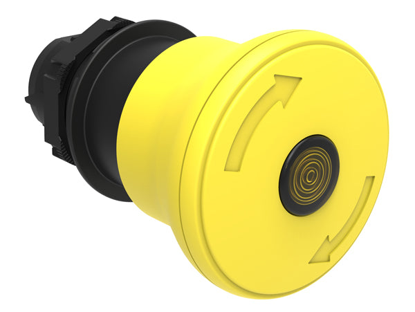 Lovato LPCBL6645 ILLUM. MUSHROOM PLASTIC LATCH, TWIST TO RELEASE 40mm YELLOW