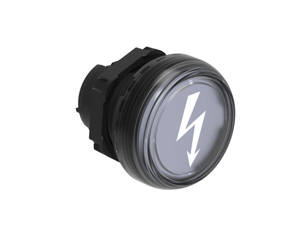 Lovato LPL1187 PILOT LIGHT HEAD PLASTIC W/'ELECTRIC SHOCK SYMBOL' TRANSPARENT