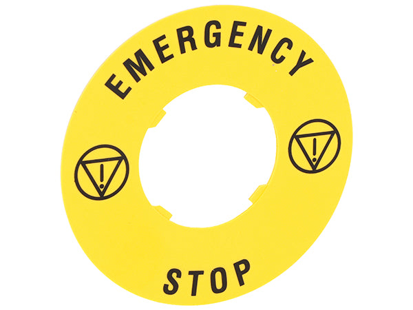 Lovato LPXAU115 YELLOW LEGEND DISK 60mm 'EMERGENCY STOP'