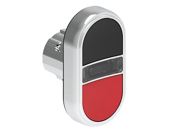 Lovato LPSBL7112 ILLUM. DBLE P.B. FLUSH METAL MOMENT. BLACK/RED