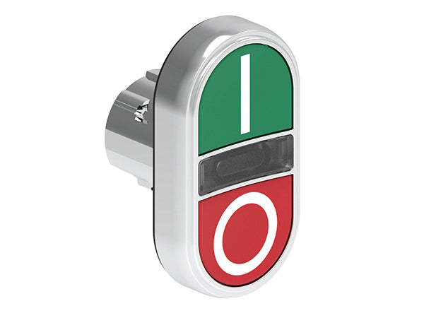 Lovato LPSBL7123 ILLUM. DBLE P.B. FLUSH METAL MOMENT. W/'I-O' GREEN/RED