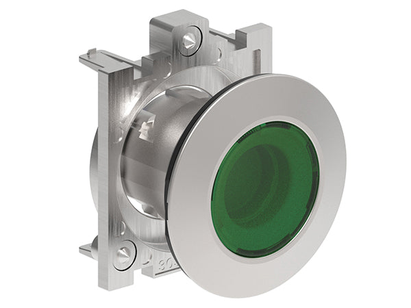 Lovato LPFQL103 ILLUM. LATCH. P.B. FLAT FLUSH METAL PUSH TO RELEASE GREEN