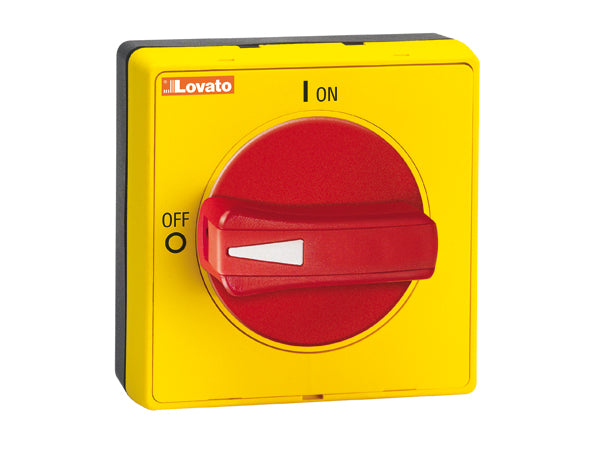 Lovato GAX62 RED/YELLOW PADLOCKABLE HANDLE SCREW FIXING NEMA4X
