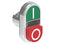 Lovato LPSBL7223 ILLUM. DBLE P.B. 1 FLUSH & 1 EXT. METAL MOMENT. W/'I-O' GREEN/RED