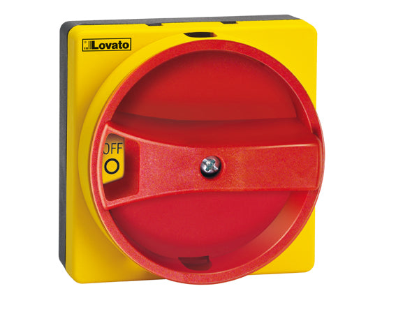 Lovato GAX61 RED/YELLOW PADLOCKABLE HANDLE SCREW FIXING NEMA4X