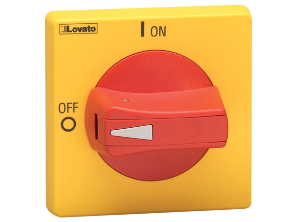 Lovato GAX632 RED/YELLOW PADLOCKABLE HANDLE LOW PROFILE RING FIXING NEMA4X