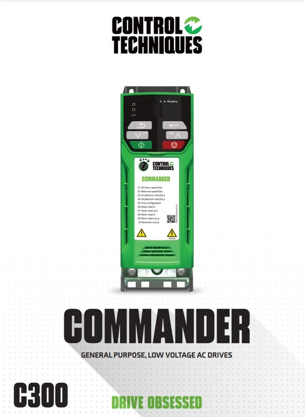 Control Techniques C300-05400300A10101AB100 Commander C300, W/DSTO, 460VAC, Max Cont Output Current (hp): Normal Duty - 30A (20HP), Heavy Duty - 30A (20)