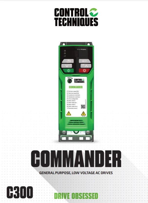 Control Techniques C300-05400300A10101AB100 Commander C300, W/DSTO, 460VAC, Max Cont Output Current (hp): Normal Duty - 30A (20HP), Heavy Duty - 30A (20)