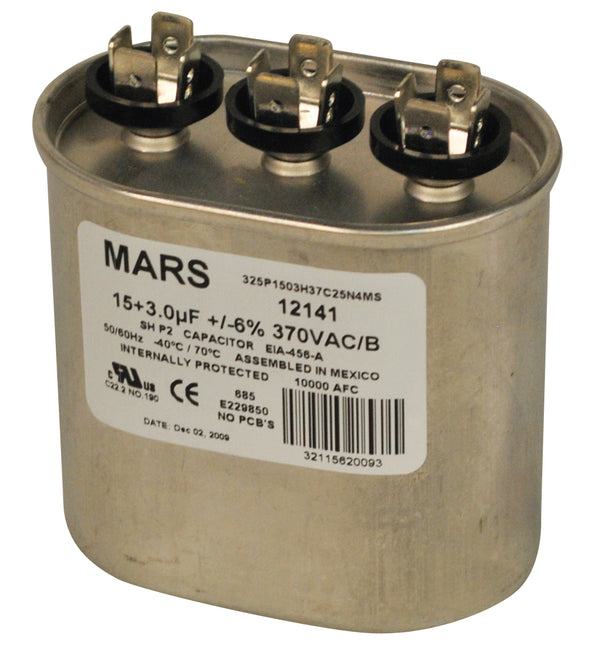Mars Motor Run Capacitors 12141 15/3MFD X 370 MFD OVAL