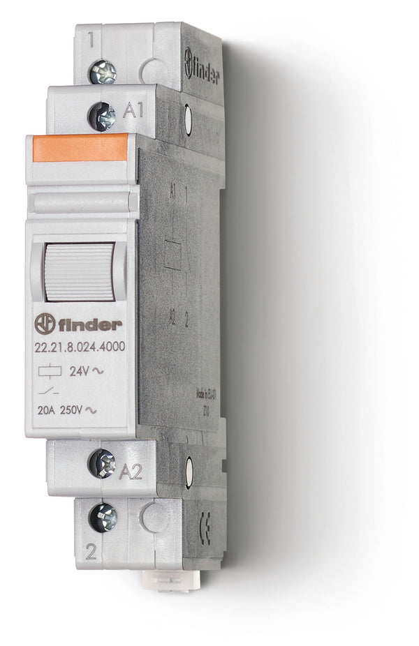 Finder 22.22.8.230.4000 Power Relay, DPST-NO 20A, 240V AC coil, AgSnO2 contact
