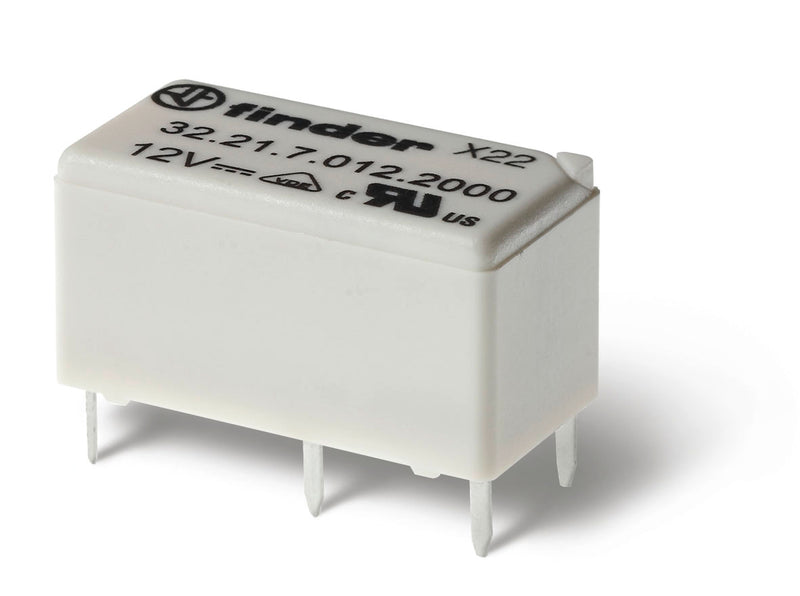 Finder 32.21.7.012.2300 Min. PCB Relay, SPST-NO 6A, 12V DC coil, AgCdO contact, wash tight