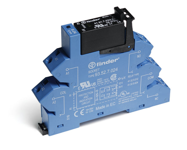Finder 38.41.7.024.9024 SSR Interface Module, SPST-NO 5A, 24V DC INPUT, 1.5 - 24 V DC OUTPUT, clamp terminal socket