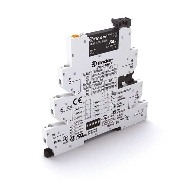 Finder 39.81.0.024.0060 EMR-MasterTIMER, SPDT 6A, 24V AC/DC coil, AgNi contact, screw terminal socket