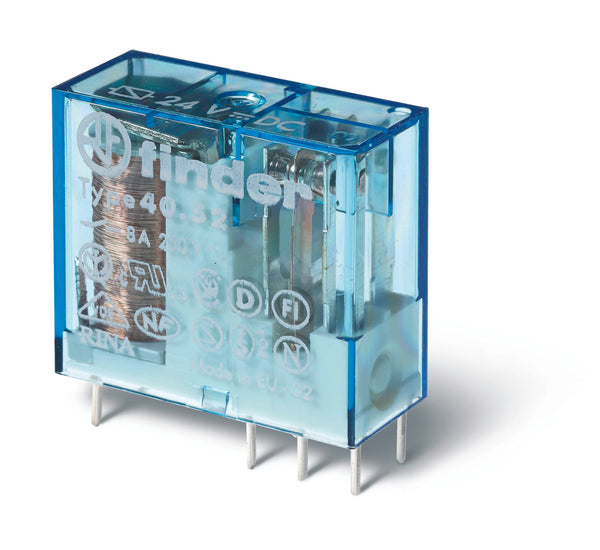 Finder 40.52.8.120.0300 PCB/Plug-In Relay, DPST-NO 8A, 120V AC coil, AgNi contact