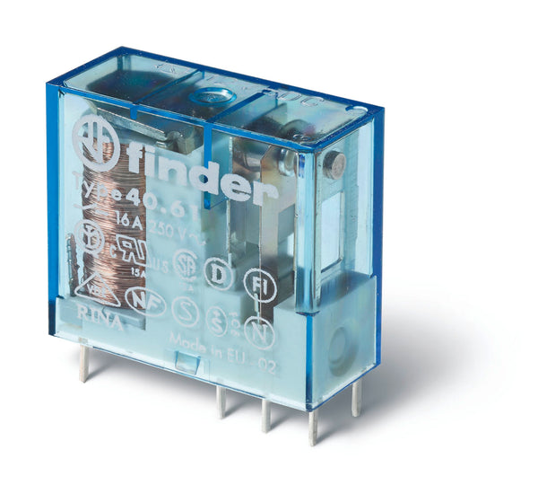 Finder 40.61.8.110.0000 PCB/Plug-In Relay, SPDT 16A, 110V AC coil, AgCdO contact