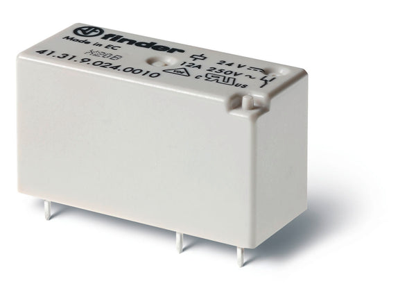 Finder 41.31.9.024.0011 Low-Profile PCB Relay, SPDT 12A, 24V DC coil, AgNi contact, wash tight