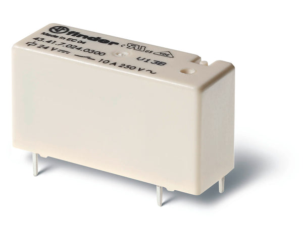 Finder 43.41.7.012.2000 Low-Profile PCB Relay, SPDT 10A, 12V DC coil, AgCdO contact