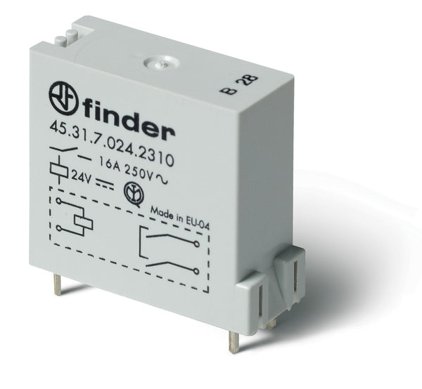 Finder 45.31.9.024.0610 Min. PCB Power Relay, SPST - NO 16A, 24V DC coil, AgNi contact