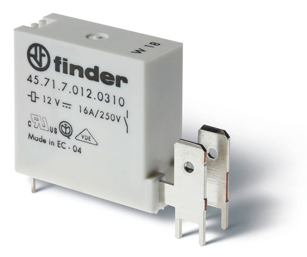 Finder 45.71.7.024.0311 Min. PCB Power Relay, SPST - NO 16A, 24V DC coil, AgCdO contact, wash tight