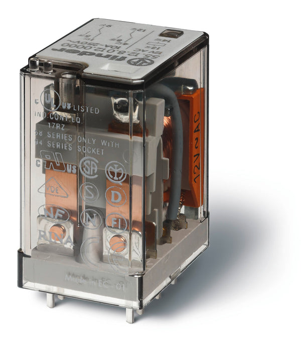 Finder 55.12.8.120.0000 Ind. PCB Relay, DPDT 10A, 120V AC coil, AgNi contact