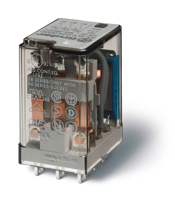 Finder 55.13.8.120.0000 Ind. PCB Relay, 3PDT 10A, 120V AC coil, AgNi contact