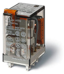Finder 55.32.8.012.0050 Ind. Plug-In Relay, DPDT 10A, 12V AC coil, AgNi contact, lockable test button & LED