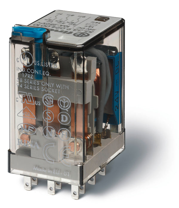 Finder 55.33.8.024.0000 Ind. Plug-In Relay, 3PDT 10A, 24V AC coil, AgNi contact
