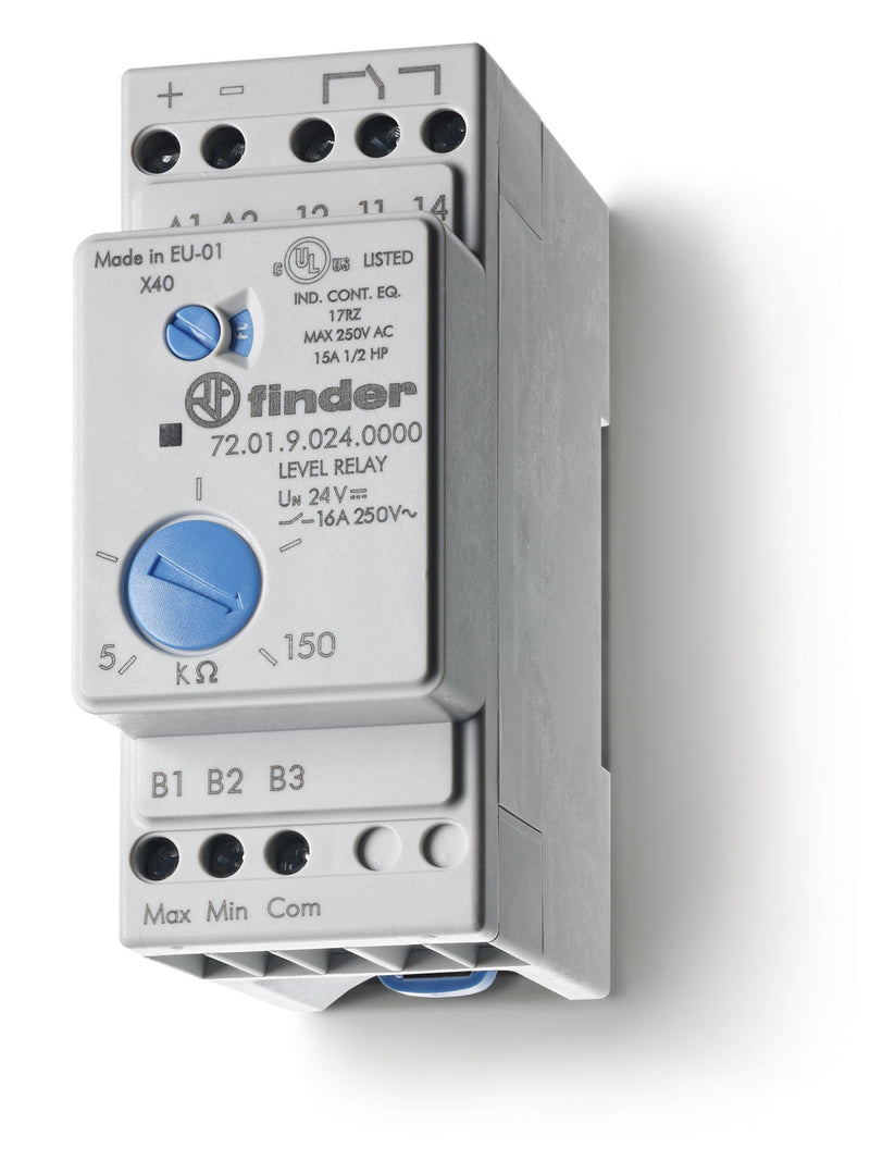 Finder 72.01.8.240.0000 Level Control Relay, adjustable sensitivity range, 240V AC coil