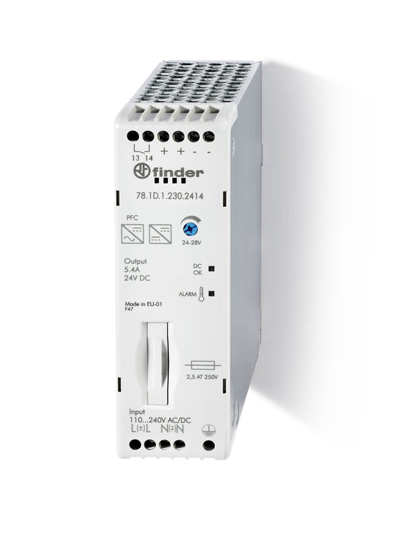 Finder 78.1D.1.230.2415 Modular Switching  Power Supply - 130W  (24V DC) 110-250 V AC/DC -  Pre-Alarm contact