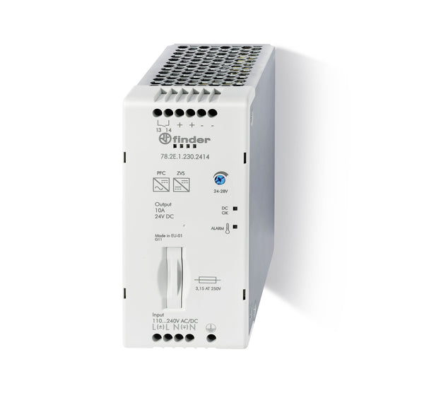 Finder 78.2E.1.230.2415 Modular Switching  Power Supply - 240W  (24V DC) 110-250 V AC/DC - 30mm - Double Conversion -  Pre-Alarm contact