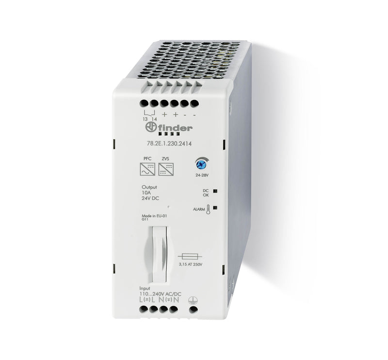 Finder 78.2E.1.230.2415 Modular Switching  Power Supply - 240W  (24V DC) 110-250 V AC/DC - 30mm - Double Conversion -  Pre-Alarm contact