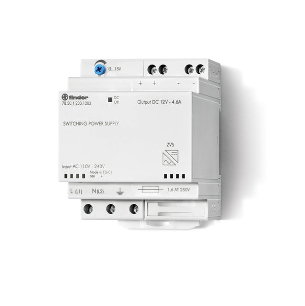 Finder 78.50.1.230.1203 Modular Switching  Power Supply - 50W  (12V DC) 110-240 V AC - 4 modules