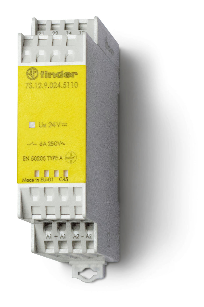 Finder 7S.16.9.024.0420 Relay module with forcibly guided contacts, 4NO+2NC 6A, 24V DC coil, AgNi contact, push-in terminal
