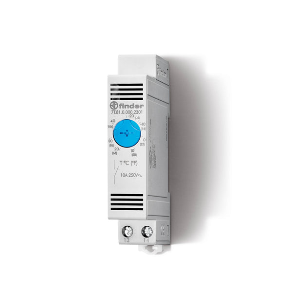 Finder 7T.81.0.000.2303 Thermostat, SPST-NO 10A, 0°C  (32°F) to +60°C (140°F)