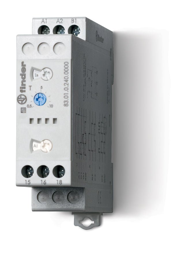 Finder 83.01.0.240.0000 Multi-Function/Multi-Voltage Timer, SPDT 16A, 24V-240V AC/DC coil