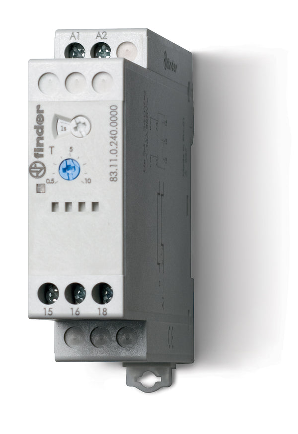 Finder 83.11.0.240.0000 On Delay/Multi-Voltage Timer, SPDT 16A, 24V-240V AC/DC coil