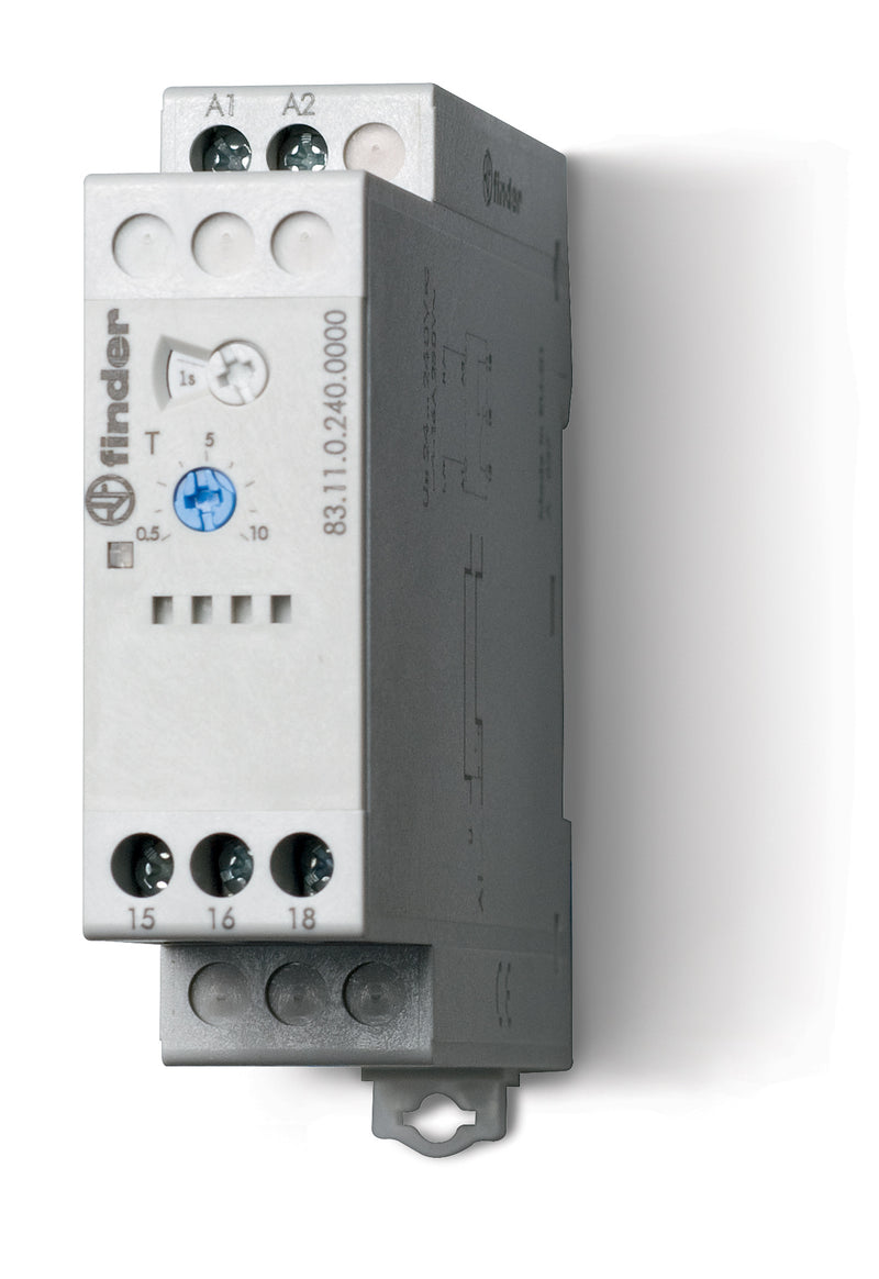 Finder 83.11.0.240.0000 On Delay/Multi-Voltage Timer, SPDT 16A, 24V-240V AC/DC coil