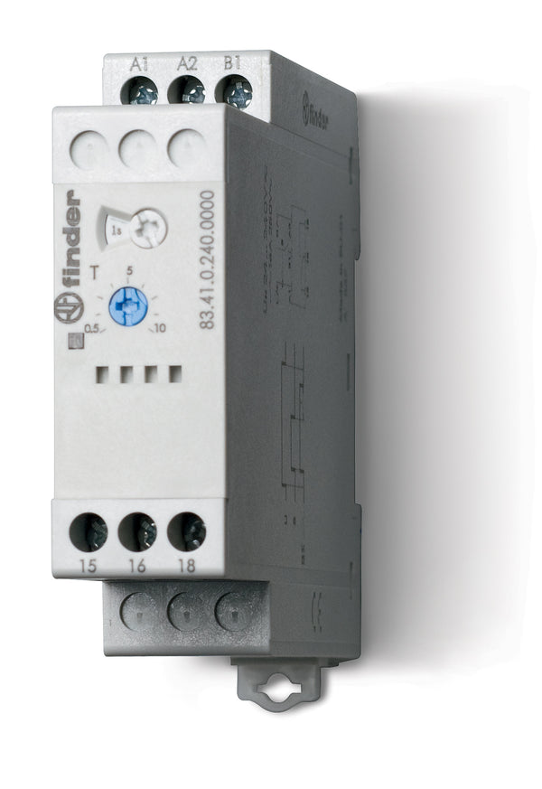 Finder 83.41.0.240.0000 Signal Off-Delay/Multi-Voltage Timer, SPDT 16A, 24V-240V AC/DC coil