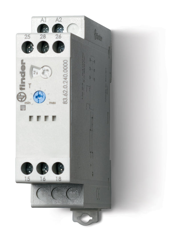 Finder 83.62.0.240.0000 True Off-Delay/Multi-Voltage Timer, DPDT 8A, 24V-240V AC/DC coil