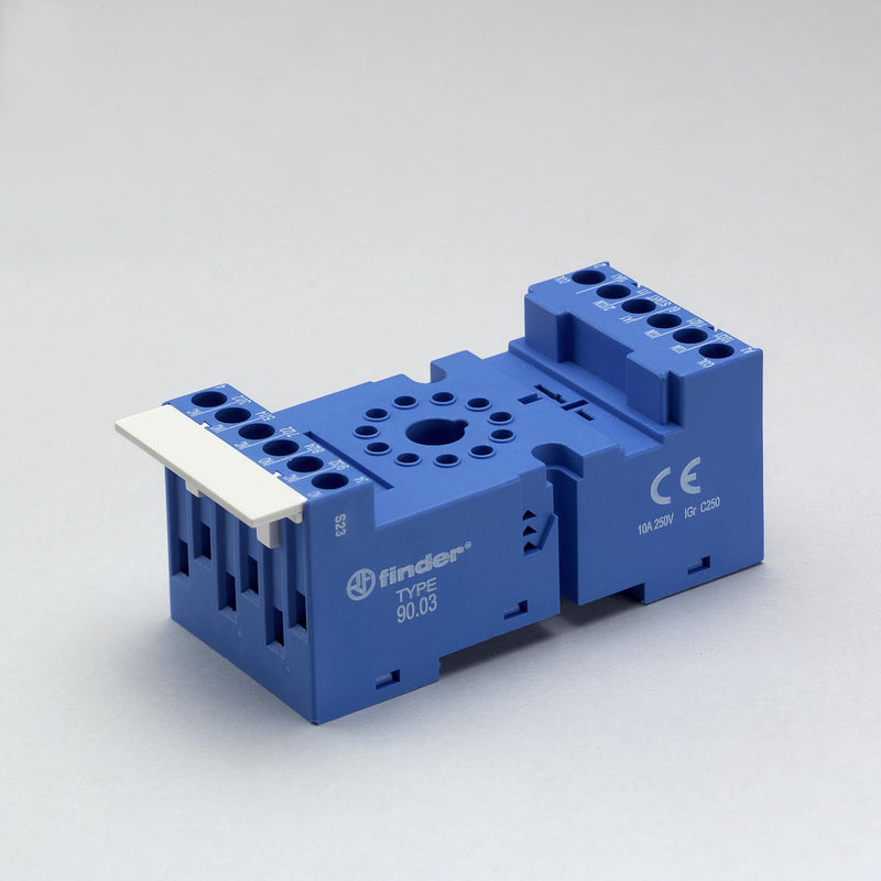 Finder 90.03.0 DIN -Rail/Panel mount screw terminal (Box Clamp) socket for 60.13 relay (black)