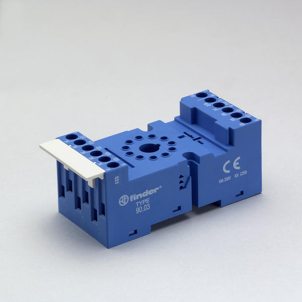 Finder 90.03.0SMA DIN -Rail/Panel mount screw terminal (Box Clamp) socket for 60.13 relay (black), including Clip 090.33