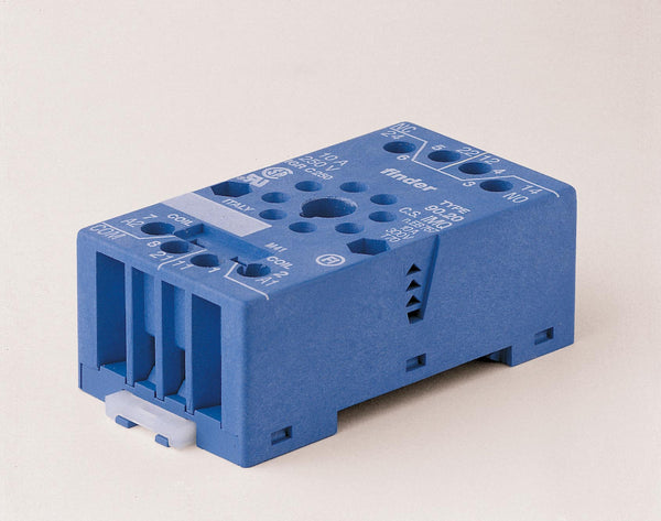 Finder 90.20SMA DIN -Rail/Panel mount screw terminal (Box Clamp) socket for 60.12 relay (blue), including Clip 090.33