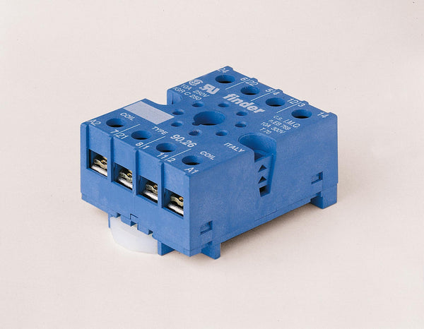 Finder 90.26.0SMA DIN -Rail/Panel mount screw terminal (Plate Clamp) socket for 60.12 relay (black), including Clip 090.33